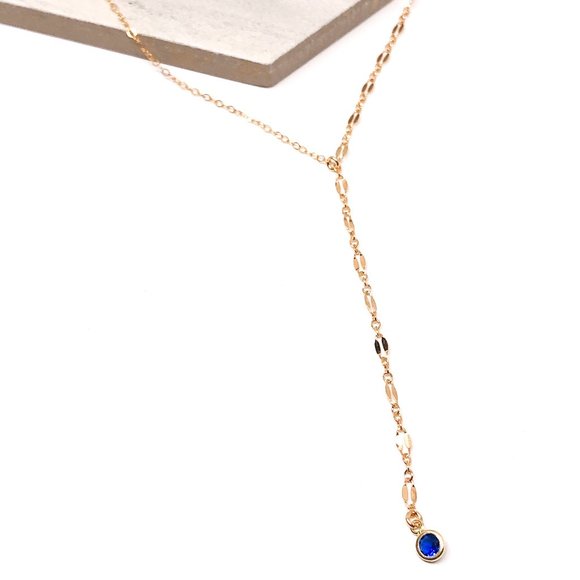 Free People Jewelry - Free People 14k Gold Fill Y-Necklace with Sapphire